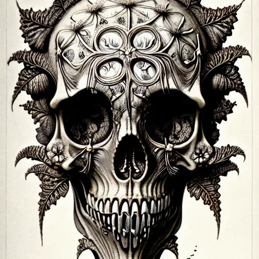 Image similar to art forms of nature by ernst haeckel, memento mori by arthur rackham, ornate antique porcelain beautiful skull mask, ultrasharp, photorealistic, hyperdetailed, octane render, polished, art nouveau, neo - gothic, gothic, intricate ornamental organic filigree, art nouveau botanicals, art forms of nature by ernst haeckel, horizontal symmetry, symbolist, visionary