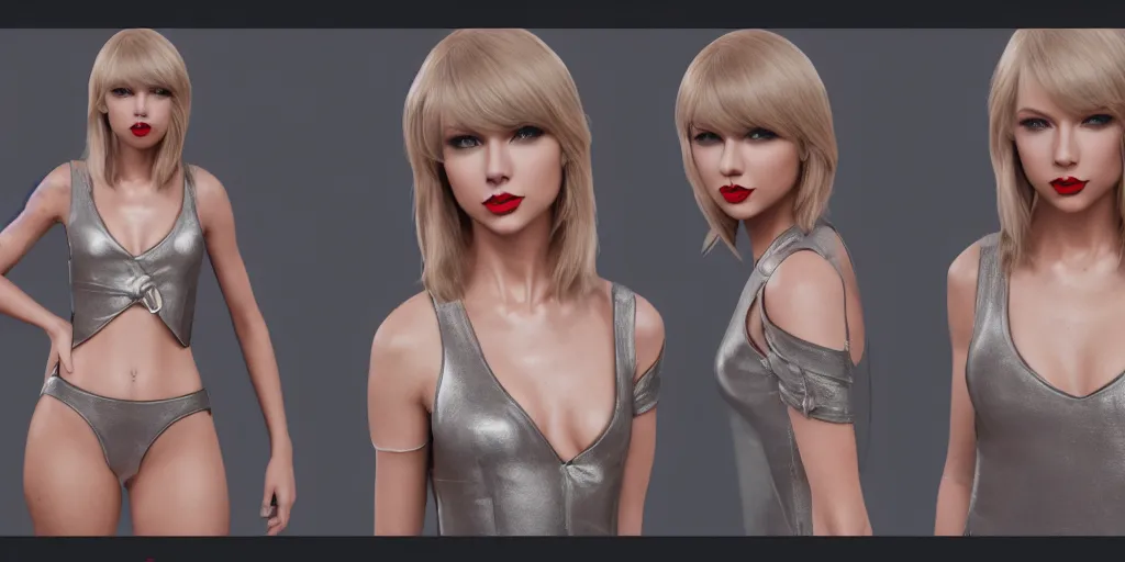 Prompt: character sheet of Taylor swift as a member of KDA, 3d render, octane render, 4K, volumetric, trending on art station