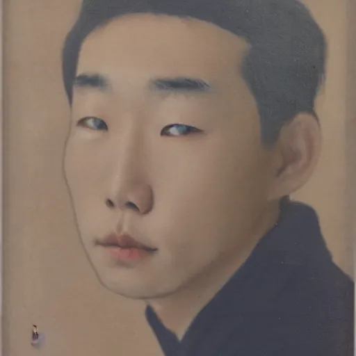 Image similar to front on portrait of a korean man with double eyelid