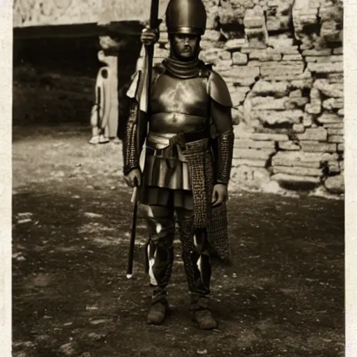 Image similar to photograph of a roman soldier in front of his army, ancient rome, photograph