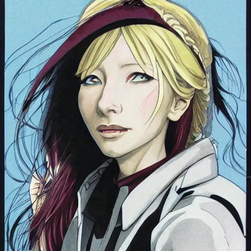 Image similar to An anime portrait of cate blanchett ,by Katsuhiro Otomo