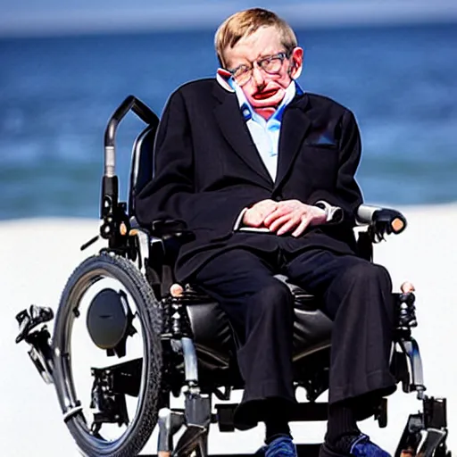 Prompt: Stephen Hawking going for a swim, Olympics, photography,