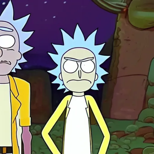 Prompt: Rick and Morty in Ancient Greece, mining a meth crystals, very detail 4K quality super realistic