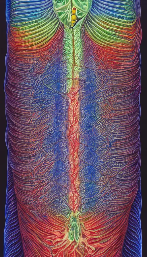 Image similar to The end of an organism, by Alex Grey ,