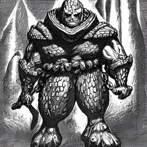 Prompt: golem, dungeons and dragons manual illustration