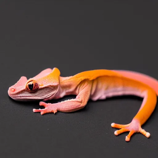 Prompt: a photograph of a pink crested gecko, studio lighting