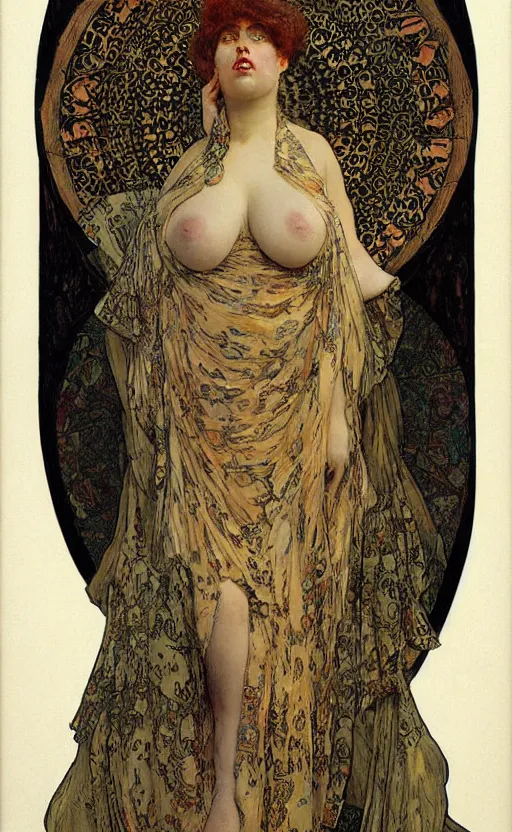 Prompt: dark sensual cryptid woman, sharp claws, curvy body, by alma tadema, by mucha