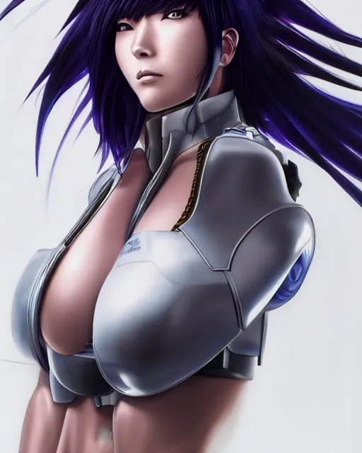 Prompt: motoko kusanagi by masamune shirow, hyperrealism, 4 k, hyper detailed