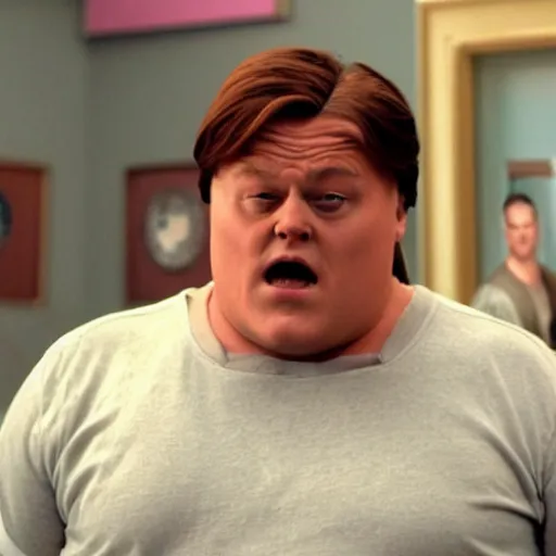 Prompt: film still of Leonardo Decaprio as Peter Griffin in Family Guy Live Action show