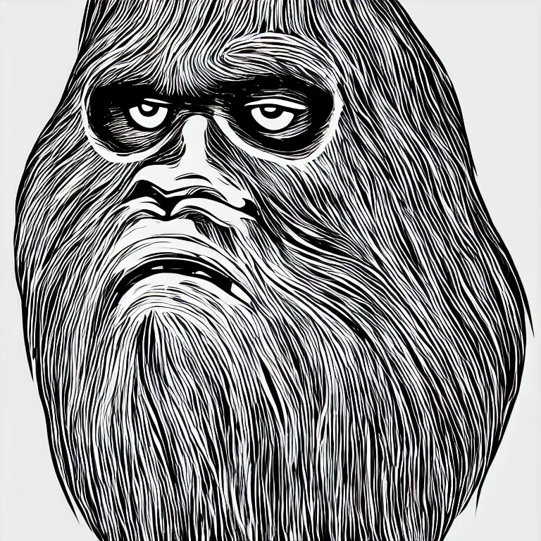 Image similar to portrait of bigfoot, simple monochromatic illustration