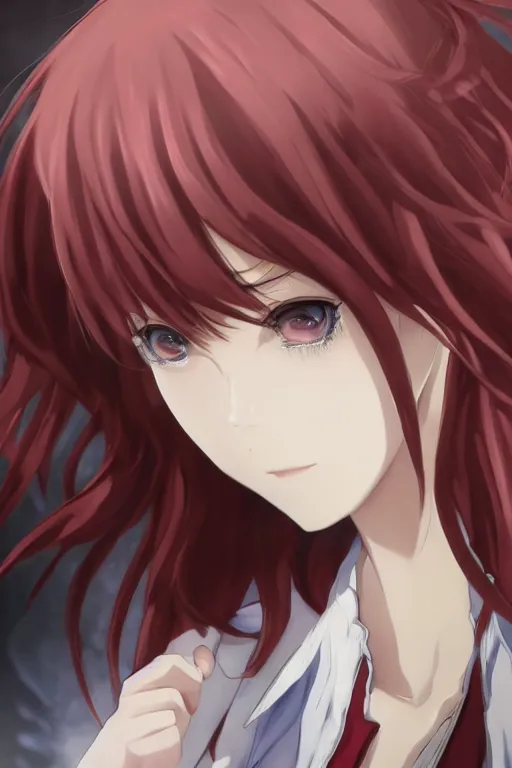 Prompt: Makise kurisu, steins gate, dramatic, elaborate emotive Baroque and Rococo styles to emphasize beauty as a transcendental, 8k image, ultra-realistic, the style of WLOP