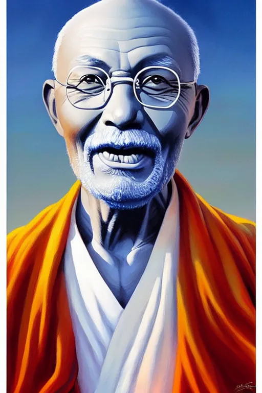 Image similar to portrait of nuclear ghandi statue by artgerm, rhads