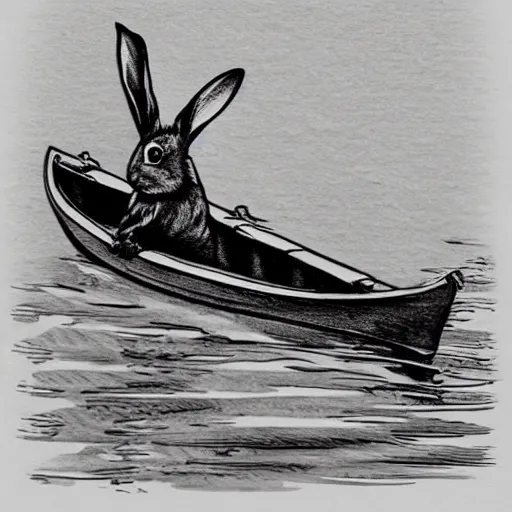 Image similar to a rabbit in a rowboat, in the style of anders zorn, tattoo stencil