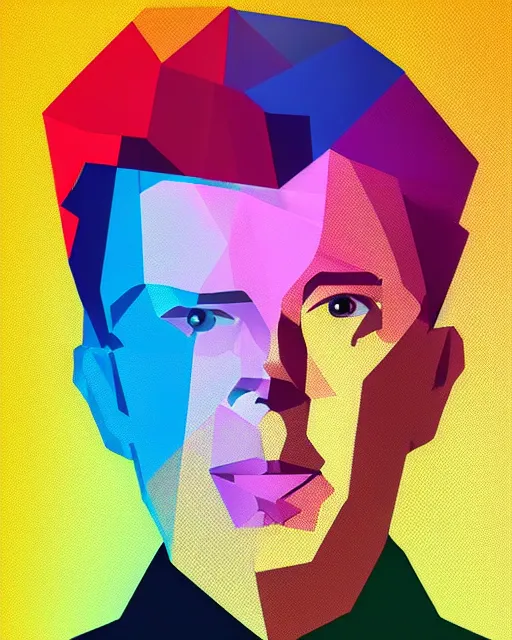 Image similar to cubist portrait of rick astley cutout digital illustration cartoon colorful beeple vector art