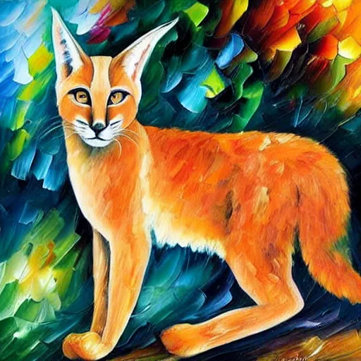 Image similar to oil painting of a caracal by leonid afremov