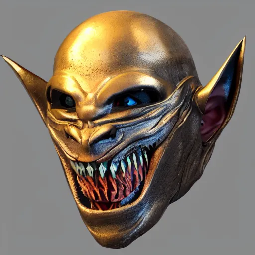 Image similar to a realistic vampire bat steel mask, epic scale, character concept art, face symmetry, intricate accurate details, artstation trending, octane render, cinematic color grading, soft light, rule of thirds, golden ratio, like a professional model, cinematic, 8 k, clear.