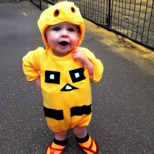 Image similar to cute baby chick dressed as an inmate