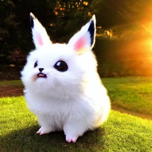 Image similar to real life pokemon, cute!!!, adorable!!!, fluffy!!!, ultra realistic!!!, golden hour, sharp focus