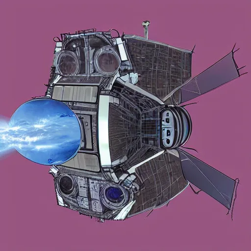 Prompt: A spacecraft that looks like a photographic camera reflex, by Tomek Setowski style