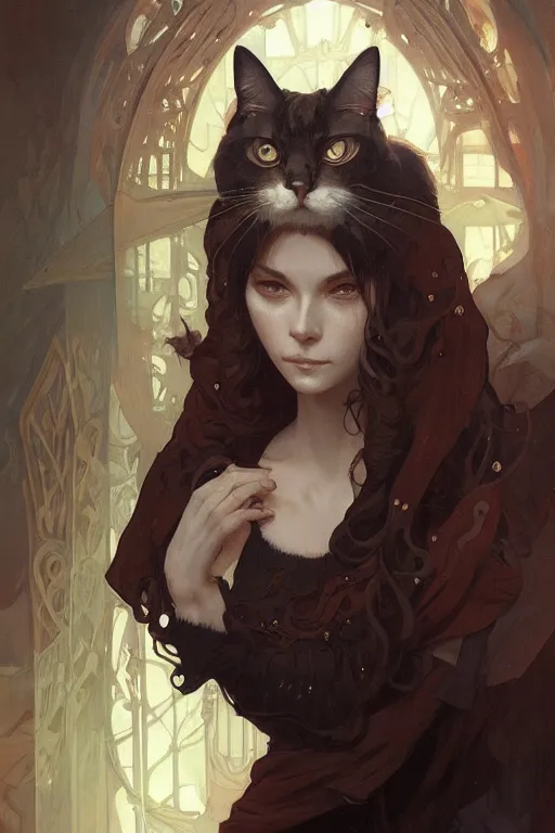 A full portrait of occultist cat, intricate, elegant, | Stable ...