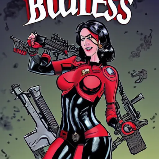 Prompt: the baroness with guns by adam hughs