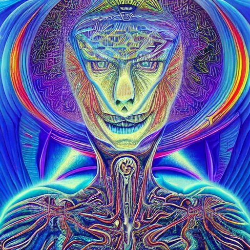 Prompt: DMT experience by Alex Gray