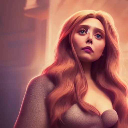 Prompt: elizabeth olsen in a disney film, elizabeth olsen 3 d render, cgsociety contest winner, artstation hd, artstation 4 k, artstation disney characters, artstation 3 d, artstation render, artstation 3 d render, 3 d art, unreal engine 3 d, octane 3 d, blender 3 d