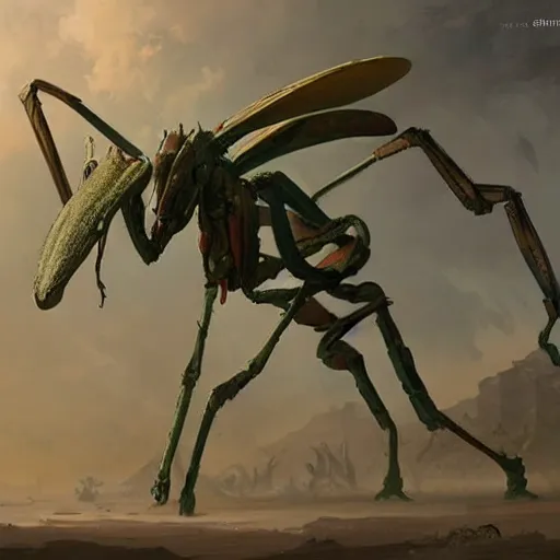 Prompt: an exotic giant mantis, by Greg Rutkowski, design by magix the gathering, very detailed