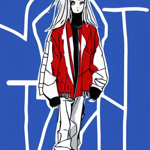 Image similar to balenciaga vetements fashion influencer character minimalistic illustration akira anime style