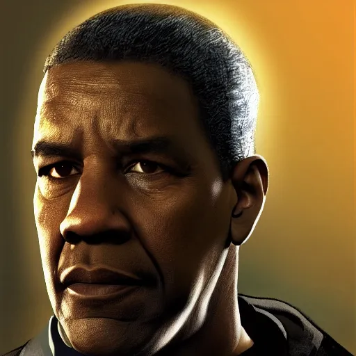 Image similar to denzel washington in half life 2, portrait, realistic photo