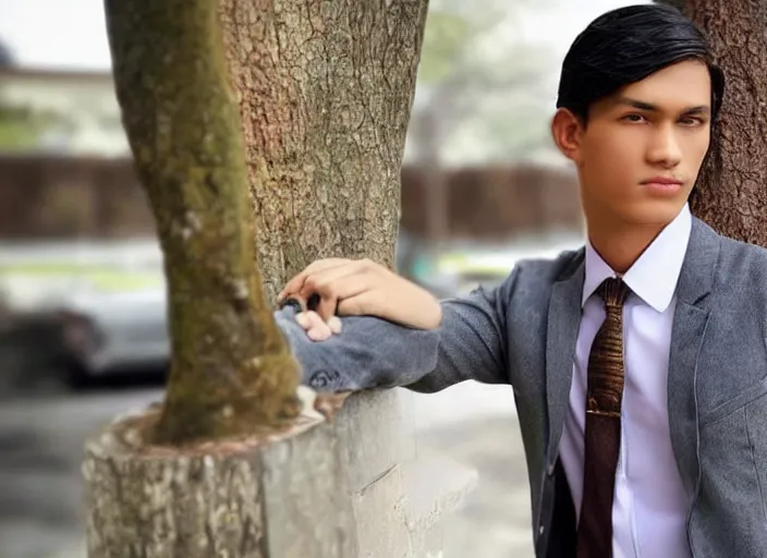 Image similar to outdoor very close candid color portrait of a very very very very extremely handsome!!! good looking young man in 2 0 2 2 his face looks very very extremely like jose rizal!!! hair like jose rizal, eyes like jose rizal!! very handsome and wearing modern clothes, photo taken in 2 0 2 2, 3 5 mm f 1. 4 digital color photography