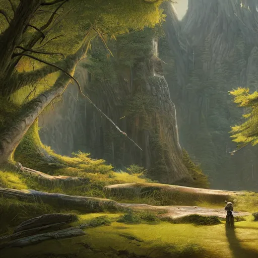 Prompt: reclaimed by nature by ralph mcquarrie, wallpaper, highly detailed, trending on artstation.
