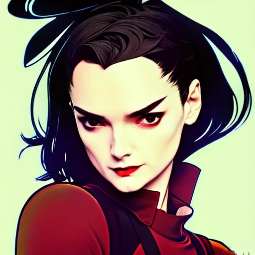 Image similar to a beautiful slim angry superhero winona ryder fighting crime, art by ilya kuvshinov and lois van baarle and alphonse mucha and ross tran and range murata and artgerm and andy warhol, digital art, highly detailed, profile picture, intricate, sharp focus, trending on artstation hq, deviantart, pinterest, unreal engine 5, 4 k uhd image