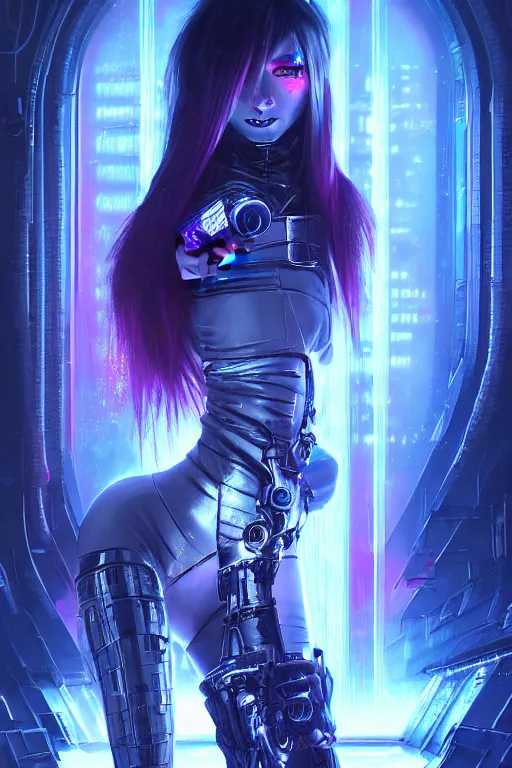 Prompt: portrait futuristic evil cyberpunk young female Death Knight, in futuristic snowy tokyo rooftop cyberpunk night, ssci-fi, fantasy, intricate, very very beautiful, elegant, neon light, highly detailed, digital painting, artstation, concept art, soft light, hdri, smooth, sharp focus, illustration, art by tian zi and craig mullins and WLOP and alphonse mucha