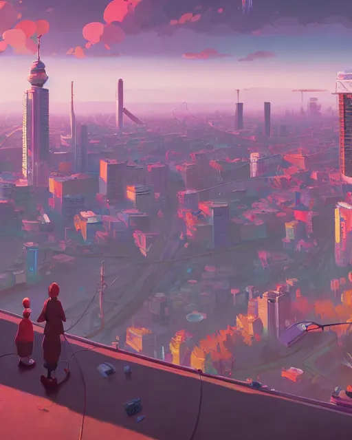 Image similar to painting of kyiv city, detailed, by simon stalenhag, cory loftis, james gilleard, atey ghailan, makoto shinkai, goro fujita, studio ghibli, rim light, exquisite lighting, clear focus, very coherent, plain background, soft painting