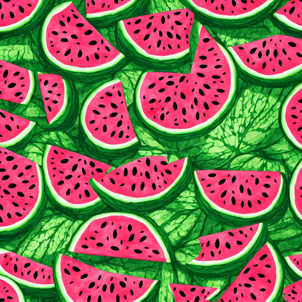 Prompt: seamless watermelon drawings texture art, 4k