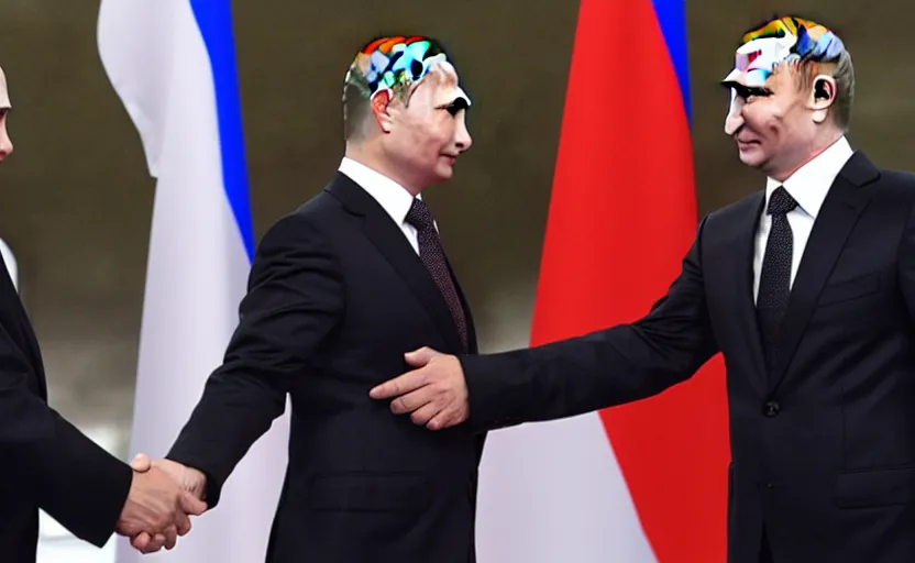 Image similar to vladimir putin shaking hands with billy herrington, 1 0 8 0 p, press photos