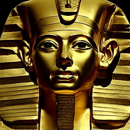 Image similar to ancient, golden egyptian pharaoh death mask of walter white