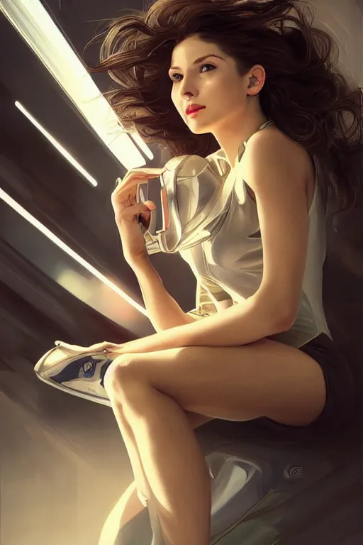 Image similar to portrait beautiful female formula one racer, wearing formula one racer uniform, sitting on a formula one car, ssci-fi, fantasy, intricate, very very beautiful, elegant, human anatomy, neon light, highly detailed, digital painting, artstation, concept art, soft light, smooth, sharp focus, illustration, art by tian zi and WLOP and alphonse mucha