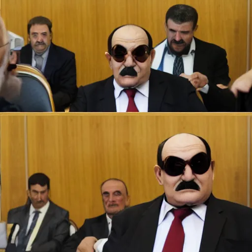 Prompt: Wario in the Albanian Senate