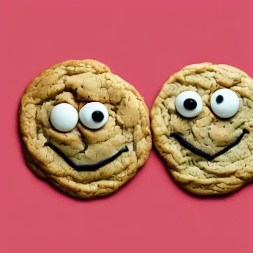 Prompt: Two cookies fighting with faces and cute little arms