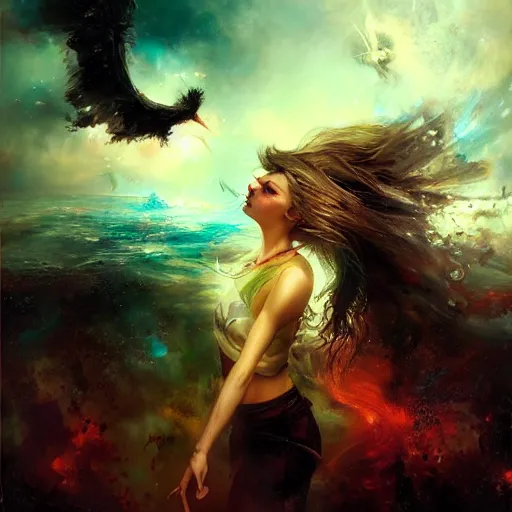 Image similar to dream time in another reality by raymond swanland, highly detailed, bright tones