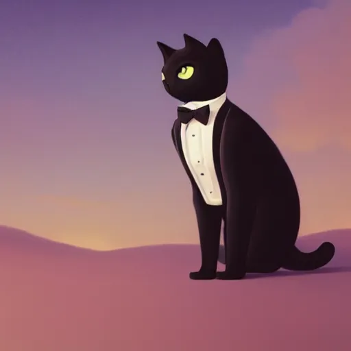 Prompt: cat in the tuxedo by quint buchholz, wlop, dan mumford, artgerm, liam brazier, peter mohrbacher, raw, featured on artstation, octane render, cinematic, elegant, intricate