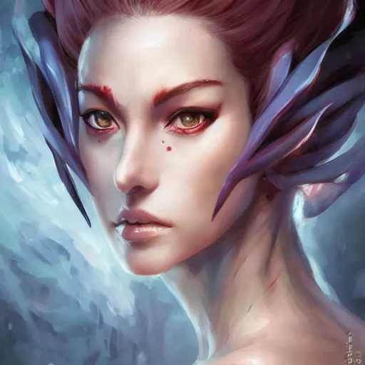 Image similar to a detailed anime face portrait of the queen of blades, a beautiful face, by dorian cleavenger, by krenz cushart, by wlop, by astri lohne, by zdzisław beksinsk