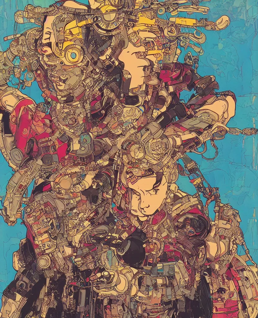 Image similar to cyberpunk ganesh portrait illustration, pop art, splash painting, art by geof darrow, ashley wood, alphonse mucha, makoto shinkai