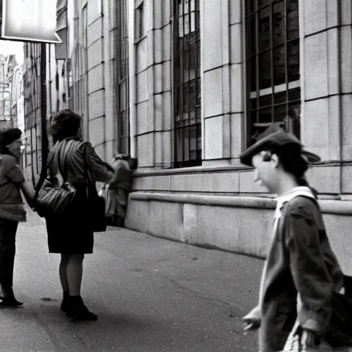 Image similar to street photography by vivian maier. professional photography.