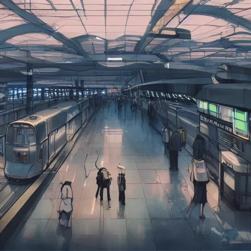 Image similar to Shinjuku Station, Anime concept art by Makoto Shinkai