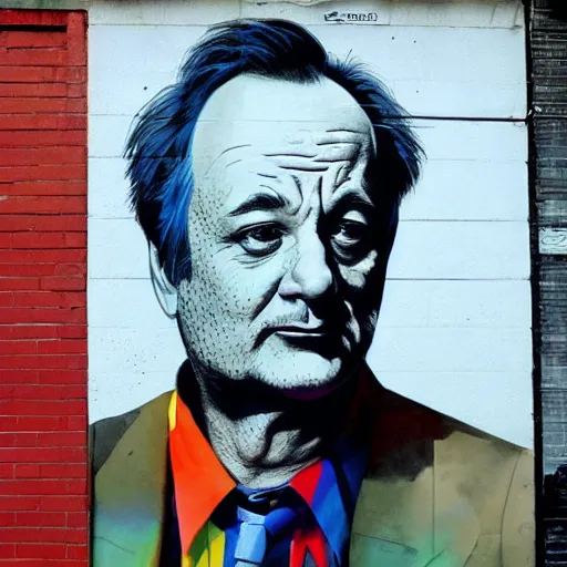 Image similar to Street-art portrait of Bill Murray in style of Etam Cru