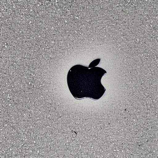 Prompt: A plastic apple in a exposure room exploding into thousands of grey sand pieces flying in all directions, the grey sand pieces leave a gray sand trail, 40nm lens, shallow depth of field, split lighting, 4k,