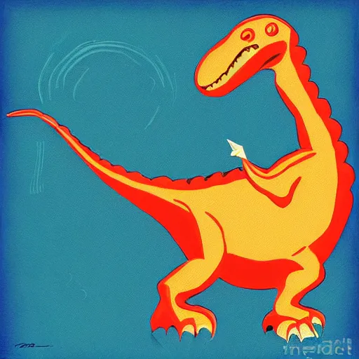 Image similar to “dinosaur singing karaoke detailed trex minimalism Matisse digital art oil painting”